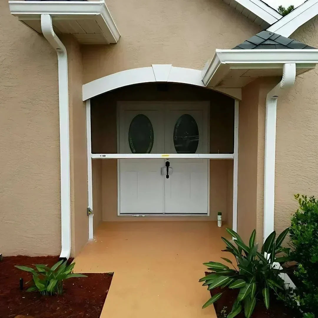 Motorized patio and garage screens providing shade and bug protection with remote control