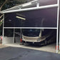 Oversized , RV and Motorhome, Motorized powered garage screens installed on outdoor patio providing bug-free, sun-shielded living space